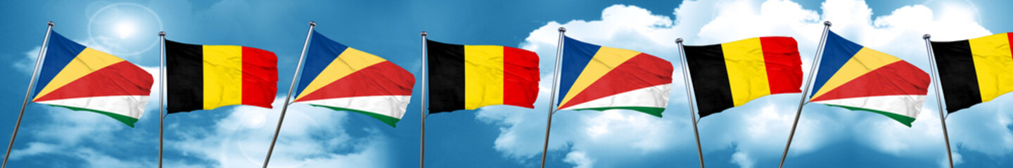 seychelles flag with Belgium flag, 3D rendering