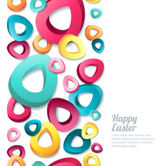 Happy Easter vector vertical seamless white background with 3d stylized multicolor easter eggs. Modern concept for holiday banner, poster, flyer, party invitation.