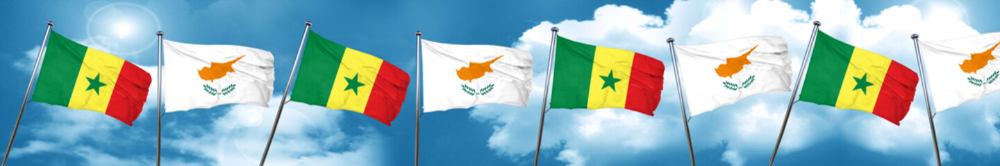 Senegal flag with Cyprus flag, 3D rendering