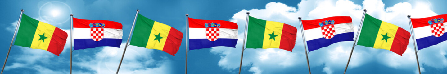 Senegal flag with Croatia flag, 3D rendering