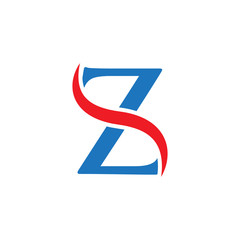 initial letter logo with swoosh red blue