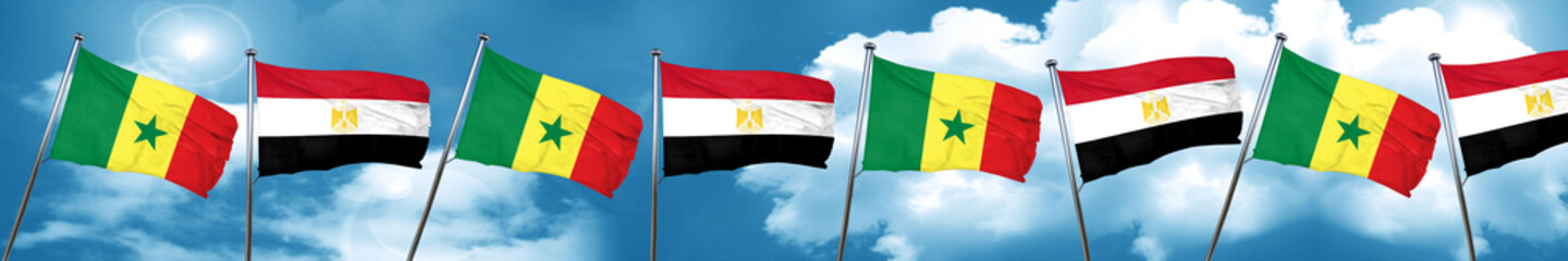 Fototapeta na wymiar Senegal flag with egypt flag, 3D rendering