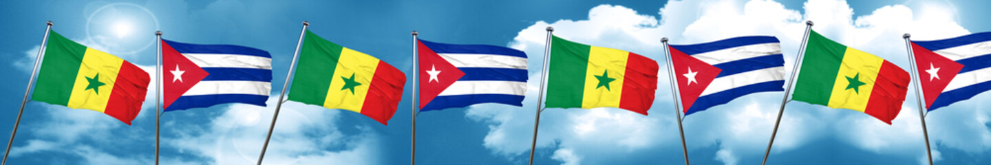 Senegal flag with cuba flag, 3D rendering