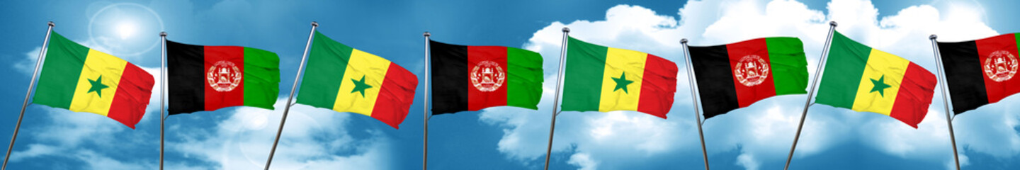 Senegal flag with afghanistan flag, 3D rendering