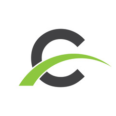 initial letter logo with swoosh green black