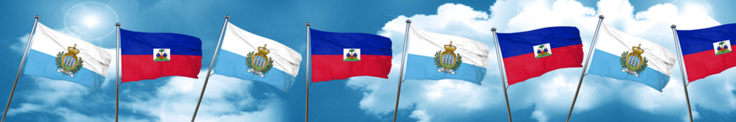 san marino flag with Haiti flag, 3D rendering