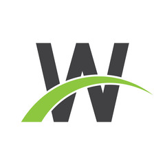 initial letter logo with swoosh green black