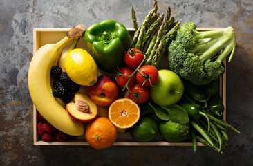 Fresh colorful vegetables and fruits © fahrwasser