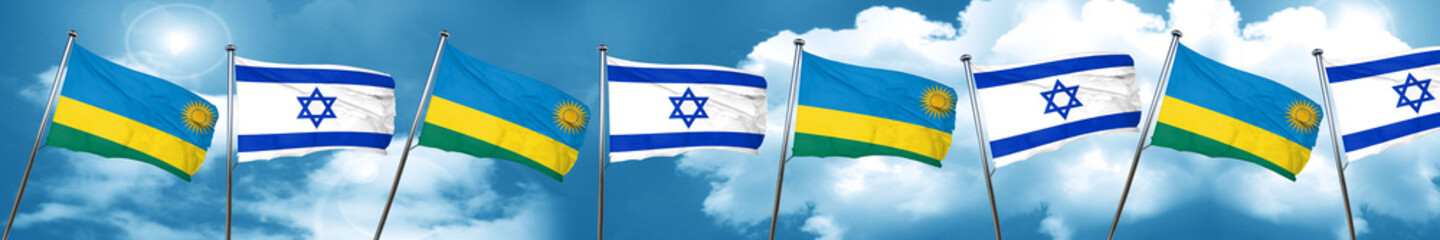 Rwanda flag with Israel flag, 3D rendering