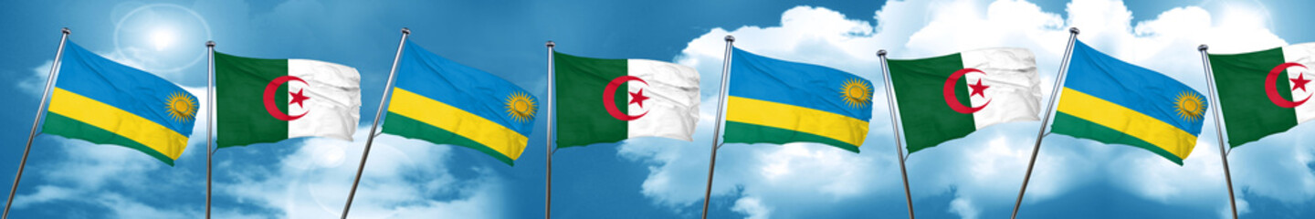 Rwanda flag with Algeria flag, 3D rendering