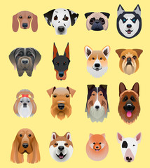 Obraz premium Set of cartoon dog faces.