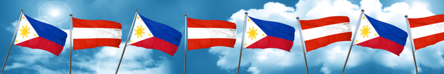 Fototapeta na wymiar Philippines flag with Austria flag, 3D rendering
