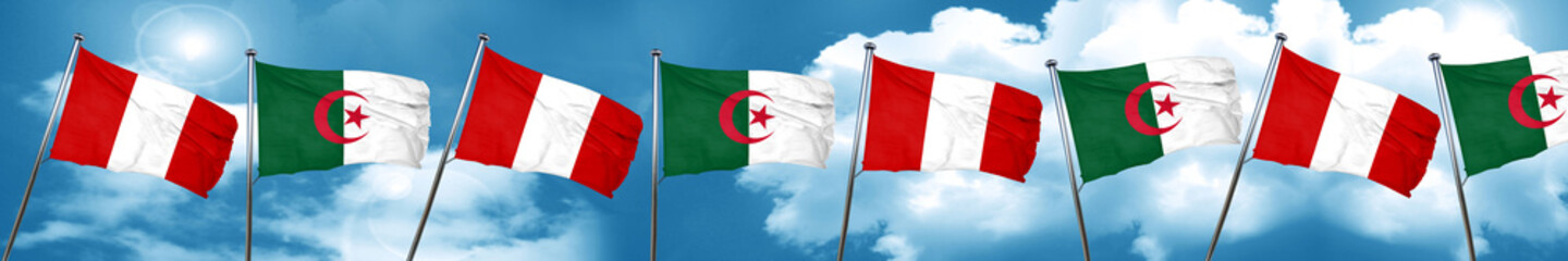 Naklejka na ściany i meble Peru flag with Algeria flag, 3D rendering