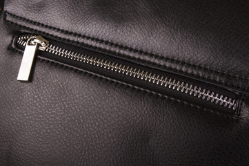 closed zipper on a bag closeup