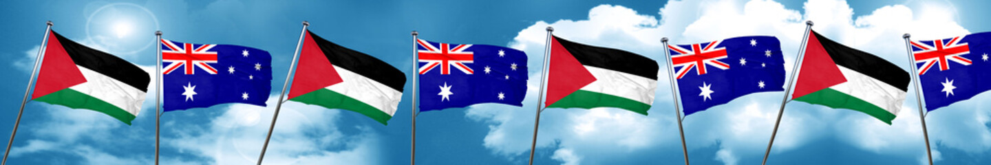 palestine flag with Australia flag, 3D rendering