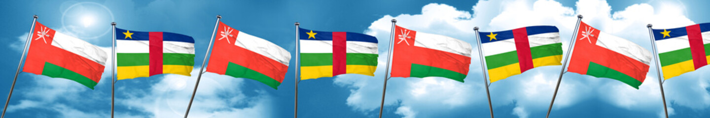 Fototapeta na wymiar Oman flag with Central African Republic flag, 3D rendering