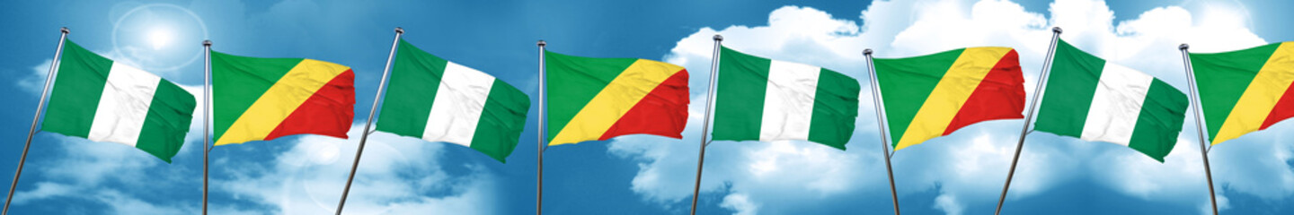 Nigeria flag with congo flag, 3D rendering