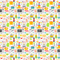Seamless pattern with kitchen tools vector illustration.