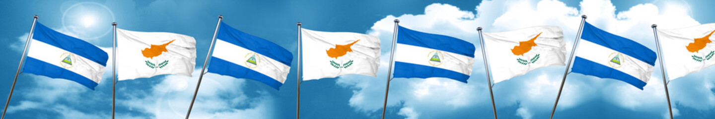 nicaragua flag with Cyprus flag, 3D rendering
