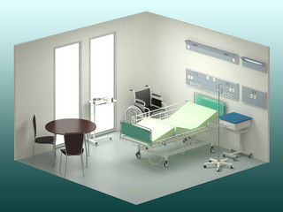 Hospital room isometric