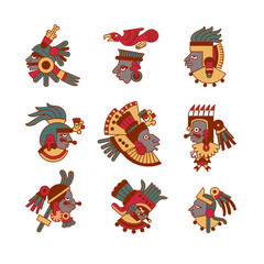 Aztec maya avatar collection.