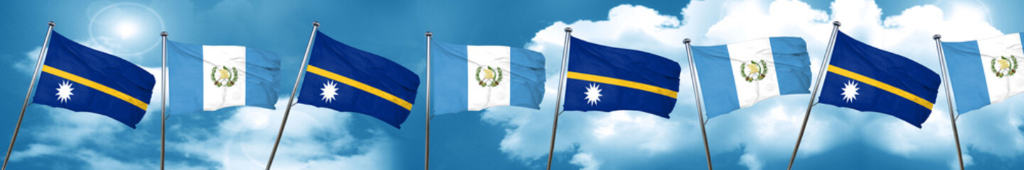 Nauru flag with Guatemala flag, 3D rendering