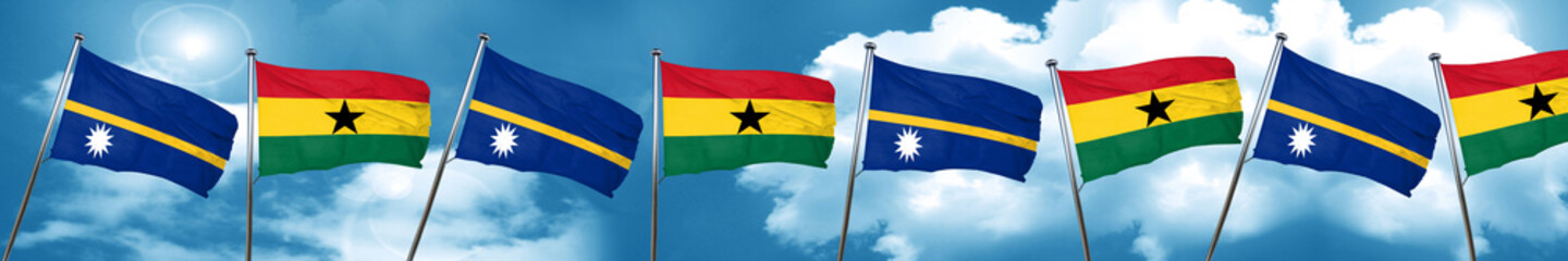 Nauru flag with Ghana flag, 3D rendering