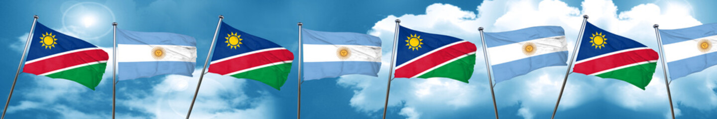 Fototapeta na wymiar Namibia flag with Argentine flag, 3D rendering