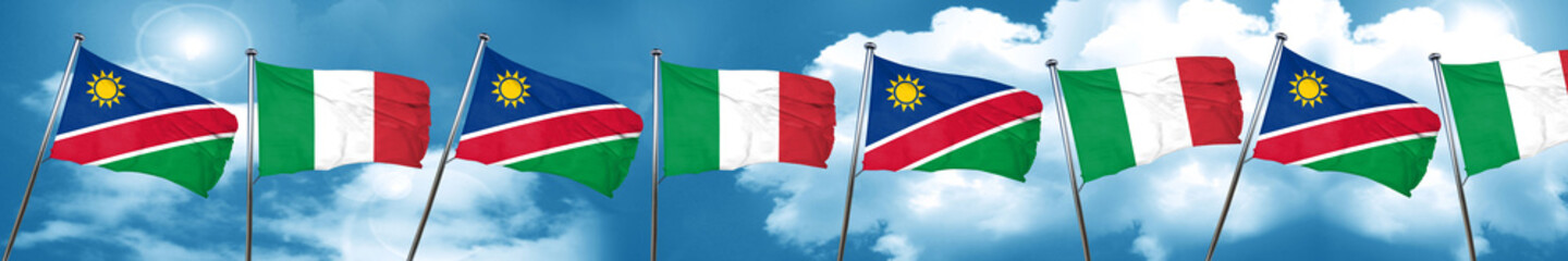 Namibia flag with Italy flag, 3D rendering
