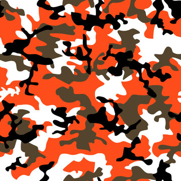 Seamless Fashion Orange Camouflage Pattern
