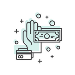 Vector Icon Style Illustration Concept of Savings and Money Saving Concept, Banking, Deposit Account, Profit and Revenue, Human Hand, Credit or Debit Card Payment, Cash and Coin