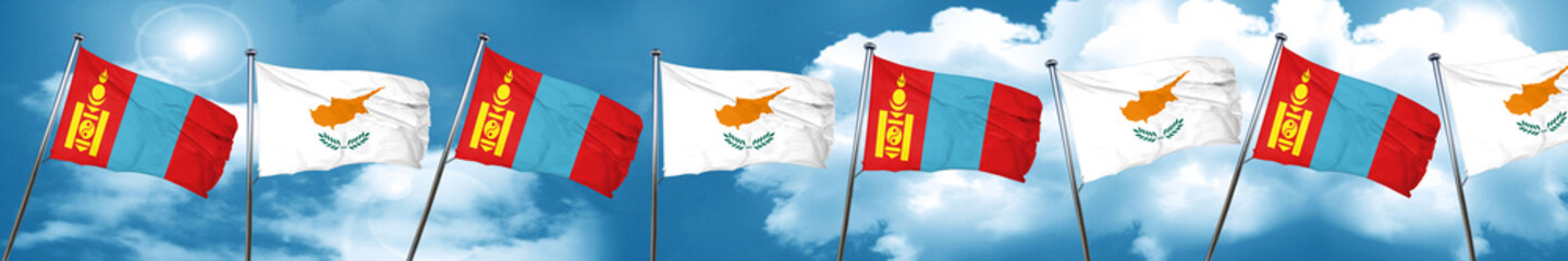 Mongolia flag with Cyprus flag, 3D rendering
