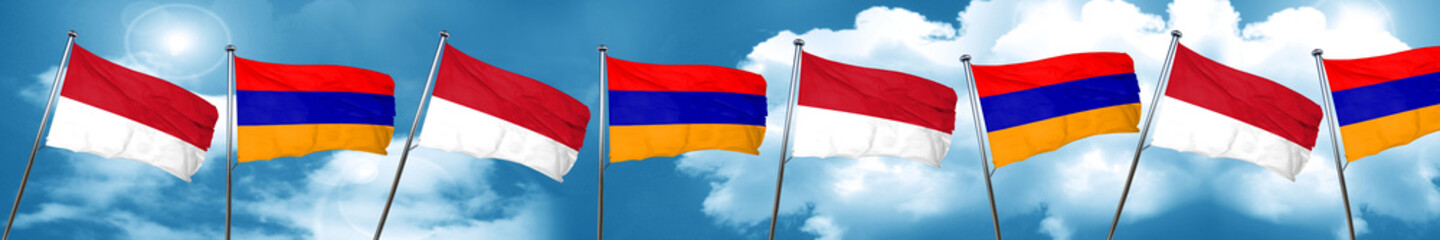 Fototapeta na wymiar monaco flag with Armenia flag, 3D rendering