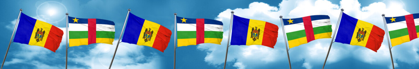 Moldova flag with Central African Republic flag, 3D rendering
