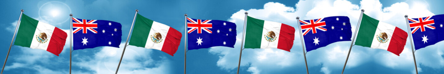 mexico flag with Australia flag, 3D rendering