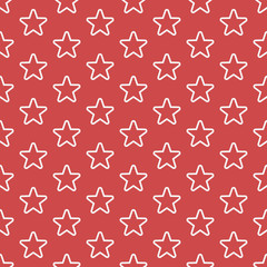 Stars seamless background on red.