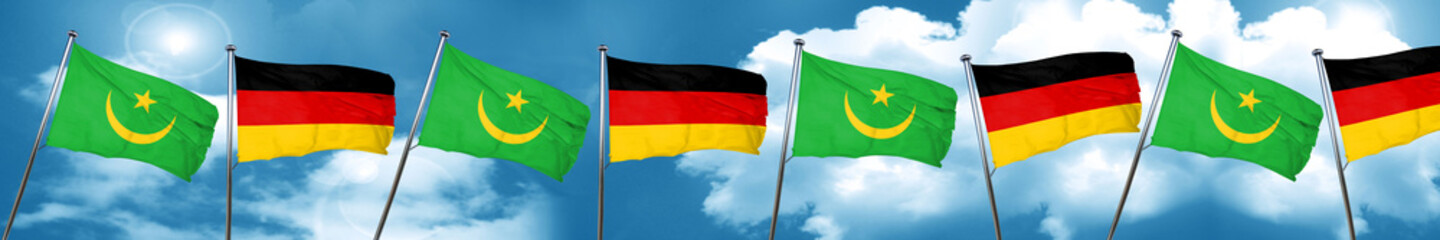 Mauritania flag with Germany flag, 3D rendering