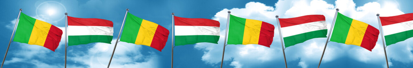 Mali flag with Hungary flag, 3D rendering