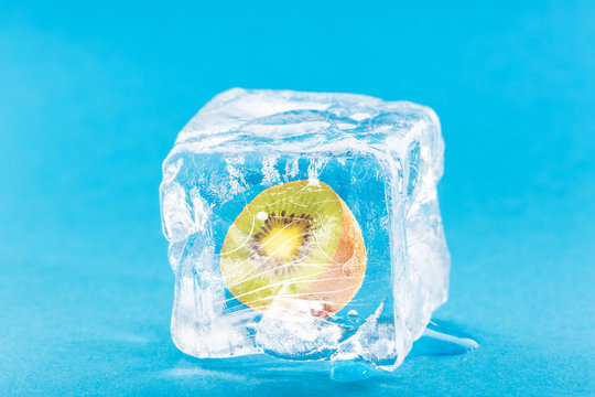 Kiwi Frozen Inside Ice Cube