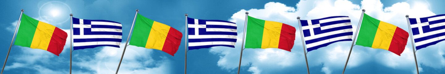 Mali flag with Greece flag, 3D rendering