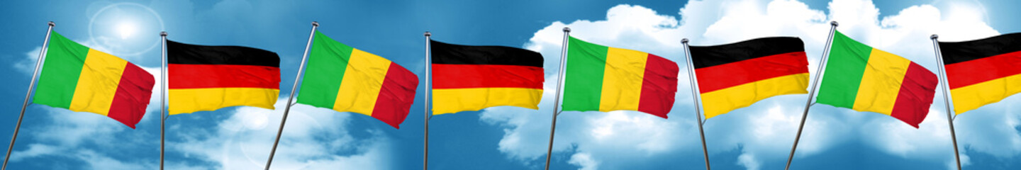 Mali flag with Germany flag, 3D rendering