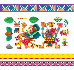 Obraz na płótnie Canvas Aztec cacao pattern for chocolate package design.