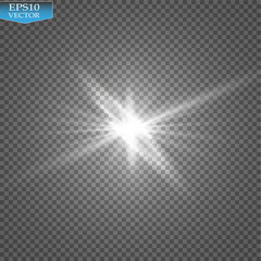 Glow light effect. Star burst with sparkles. Vector illustration. Sun
