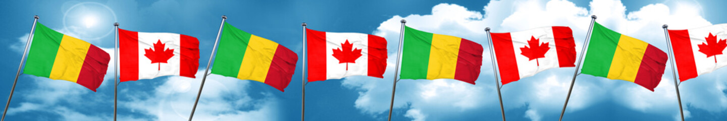 Mali flag with Canada flag, 3D rendering