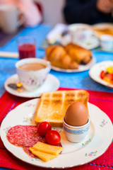 Breakfast with boiled eggs