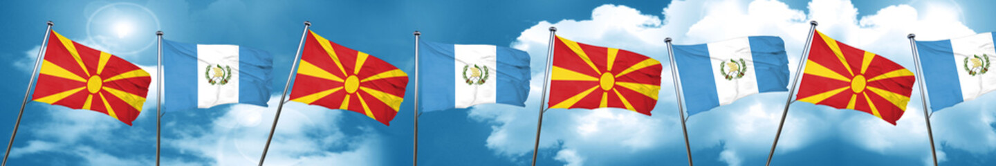 Macedonia flag with Guatemala flag, 3D rendering