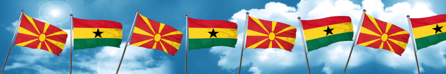 Macedonia flag with Ghana flag, 3D rendering