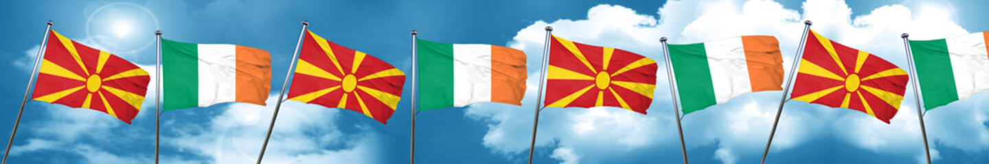Macedonia flag with Ireland flag, 3D rendering