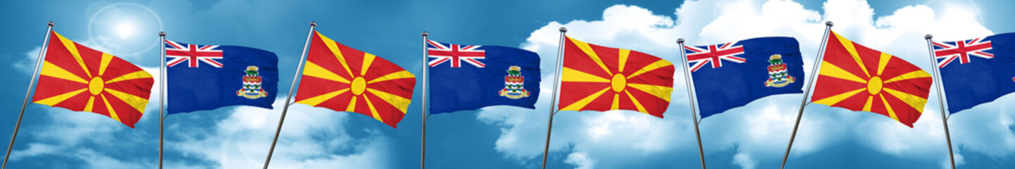 Macedonia flag with Cayman islands flag, 3D rendering