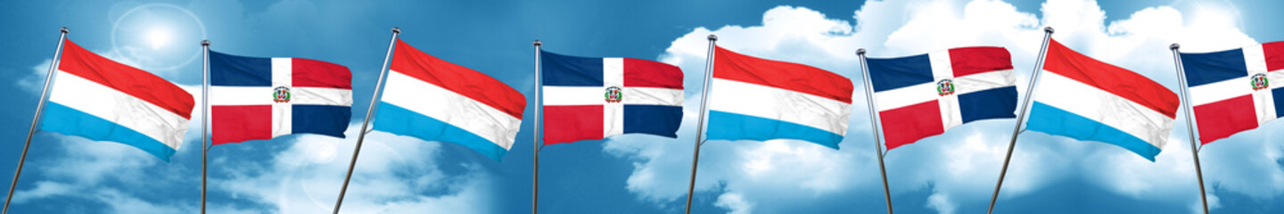 Luxembourg flag with Dominican Republic flag, 3D rendering